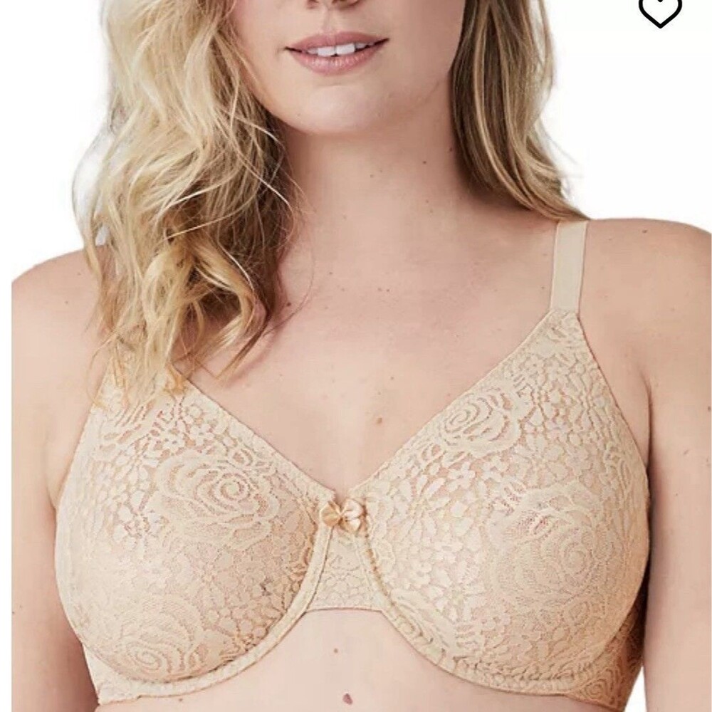 Wacoal Halo Lace Bra Women’s 34DD Nude Underwire Sheer Adjustable Sexy Bralette